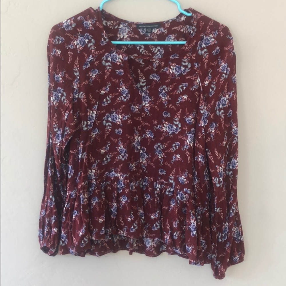 Burgundy Floral Blouse